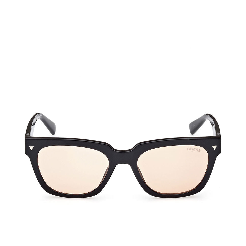Square glossy black acetate sunglasses with brown lenses, 53 mm lenses