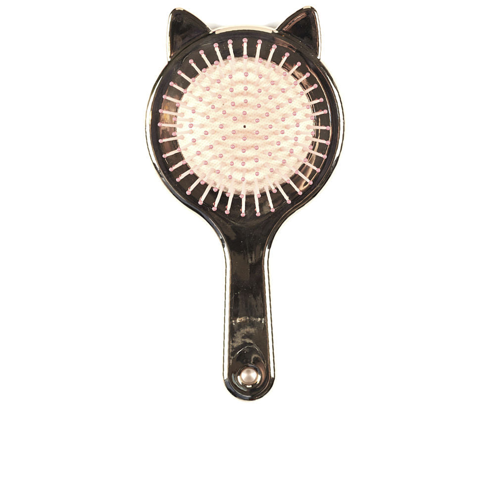Compact cat-head shaped detangling brush with flexible bristles, travel-ready Unisex accessory