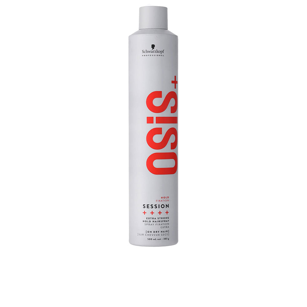 500 ml aerosol strong‑hold hair spray in matte can, high‑shine finish