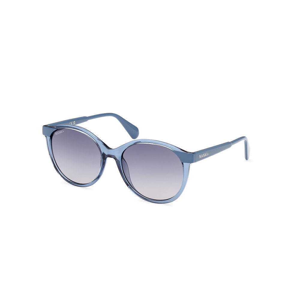 Turquoise round sunglasses with blue gradient lenses, 55 mm lenses, 140 mm temples