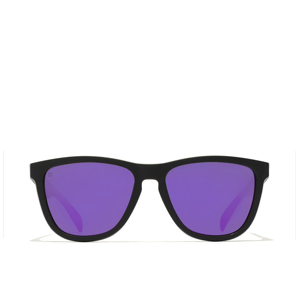 Matte black rectangular nylon sunglasses, polarised lenses, Unisex