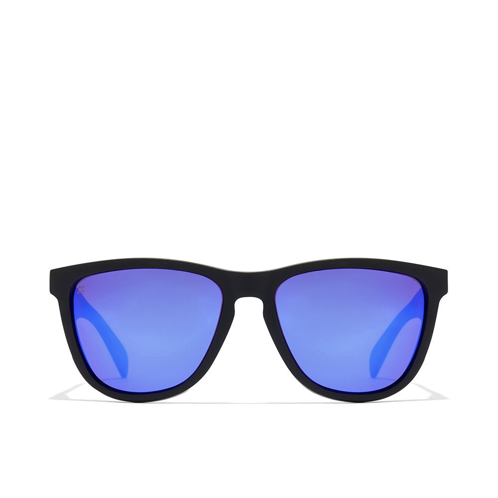 Matte black rectangular nylon sunglasses, polarised lenses, Unisex