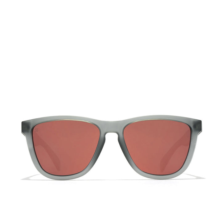 Unisex rectangular grey ruby polarised sunglasses, black nylon frame, 140mm lenses