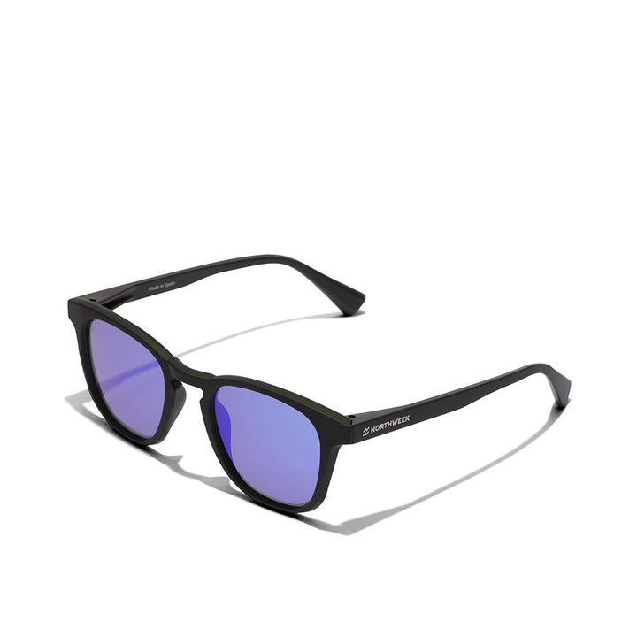 Unisex rectangular black nylon sunglasses with polarised lenses