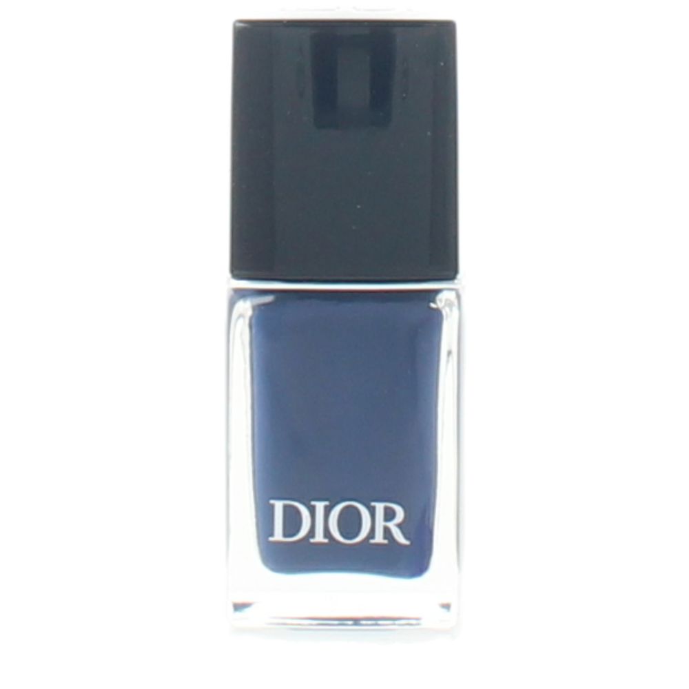 10 ml blue nail lacquer in glossy gel‑finish bottle with flat rounded brush