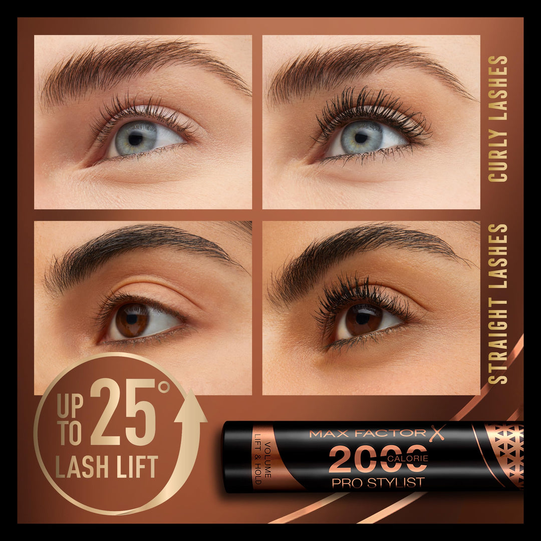 Black curved-brush mascara tube, 9 ml, voluminous finish, Unisex