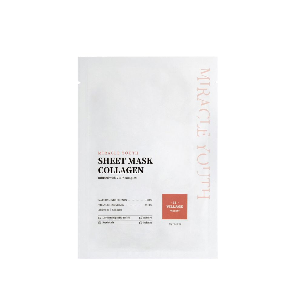 Single vegan collagen sheet mask sachet; hydrating facial treatment, 23 g