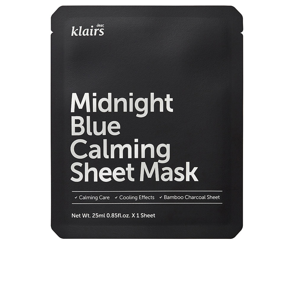 Blue gel sheet mask on tray, 25 ml single-use treatment for sensitive skin