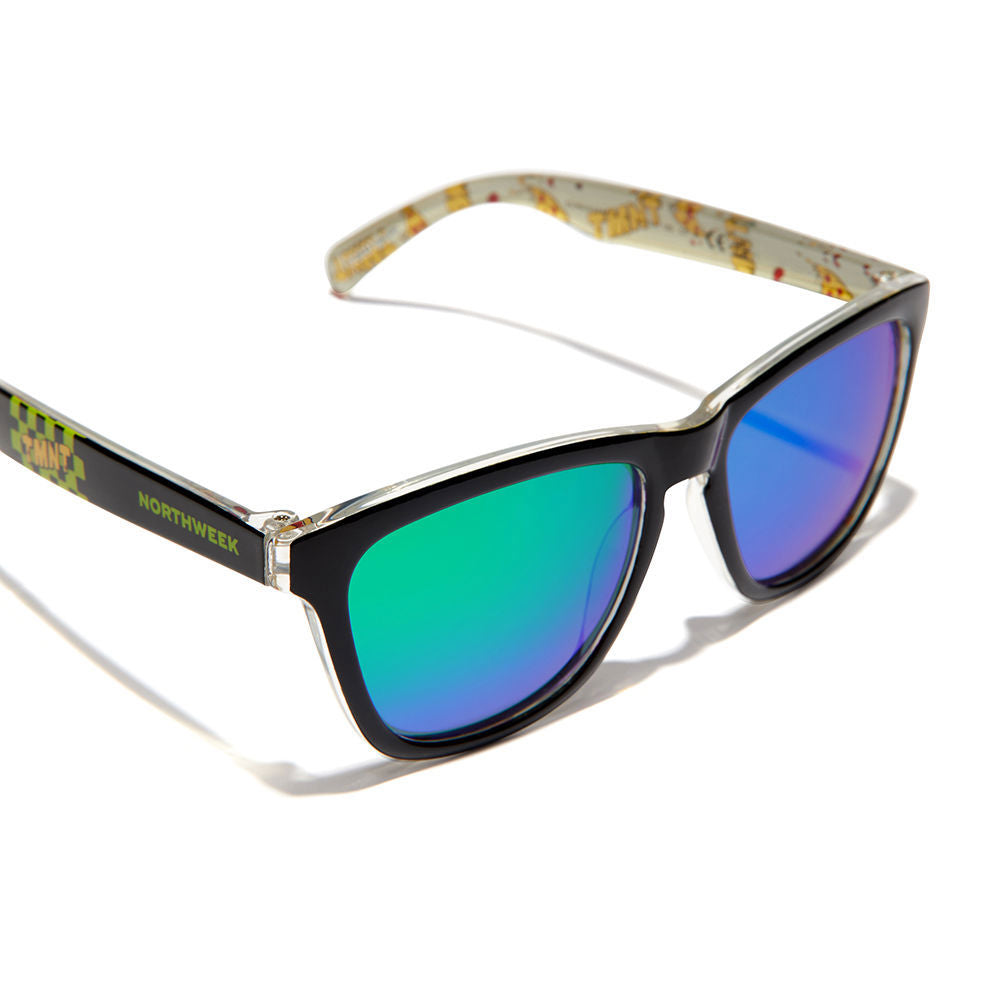 Children’s black square polycarbonate sunglasses with polarised lenses, 130 mm temples, Unisex