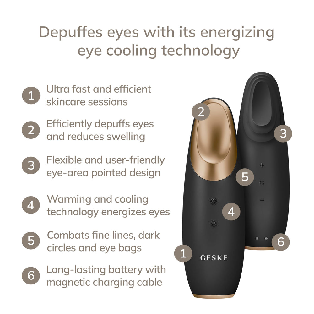Black compact Warm & Cool Eye Energizer device, app-guided, Unisex