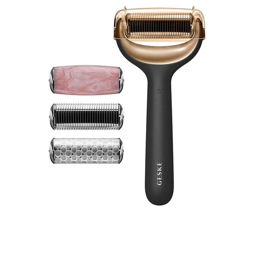 Black 8‑in‑1 smart microneedle facial and body roller with app guidance