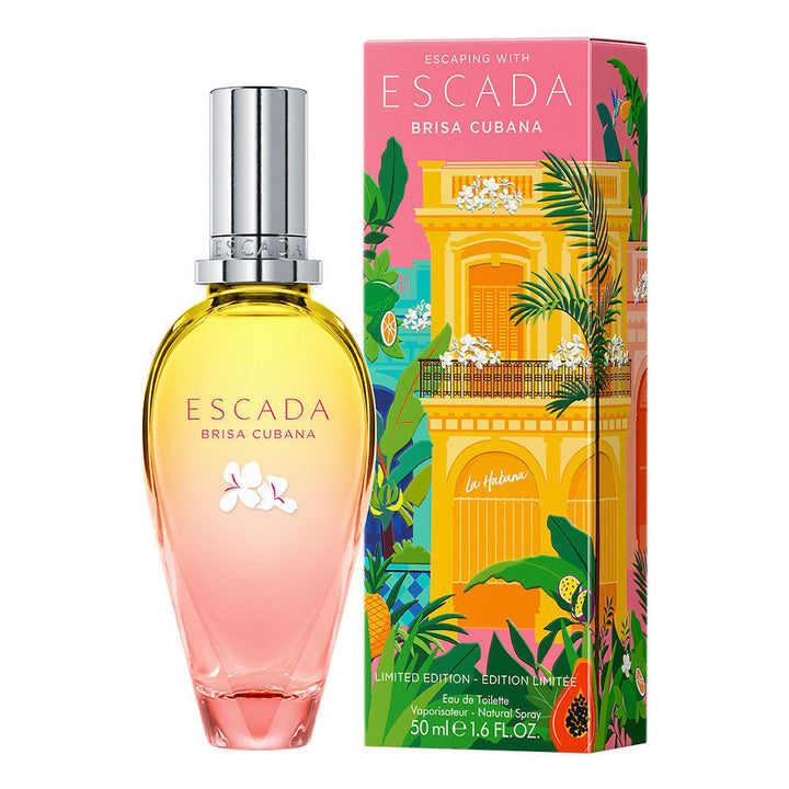 Orange gradient perfume bottle beside boxed packaging, 50 ml, citrus-mint fragrance for Women
