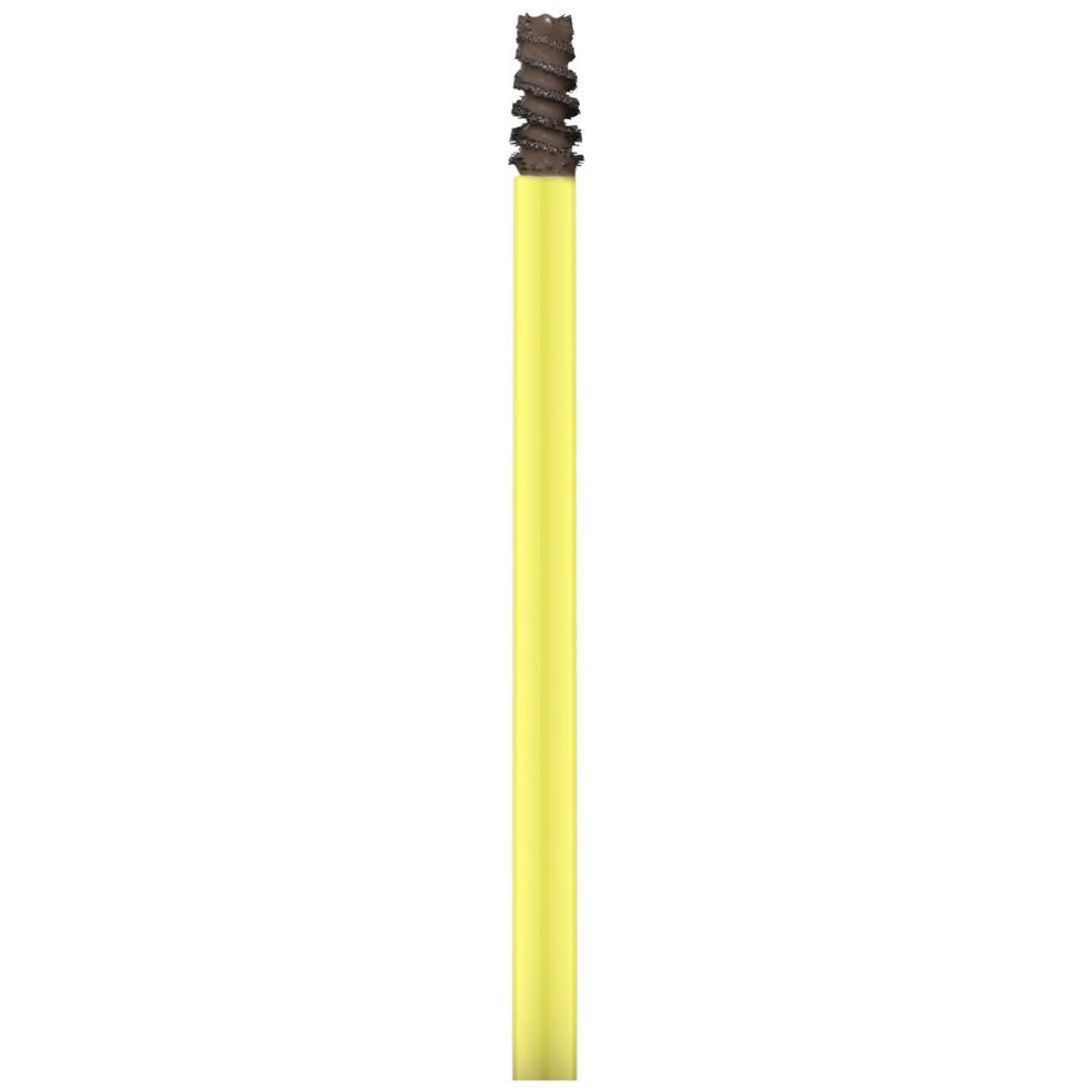 Small 4 ml tinted brow gel tube with fine brush, deep brown shade