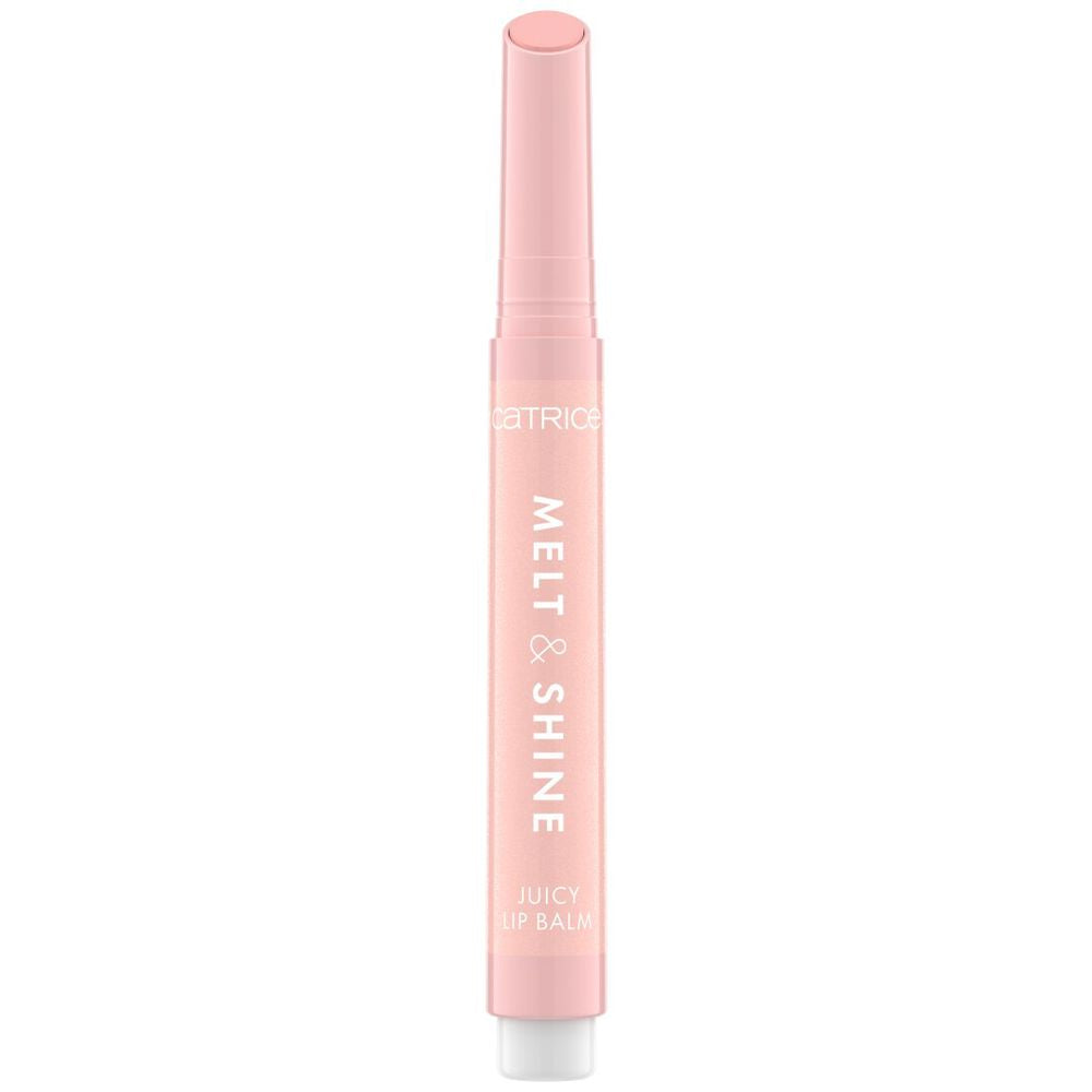 Catrice Pink twist-up slim cylindrical lip balm in minimalist plastic tube, soft glossy finish