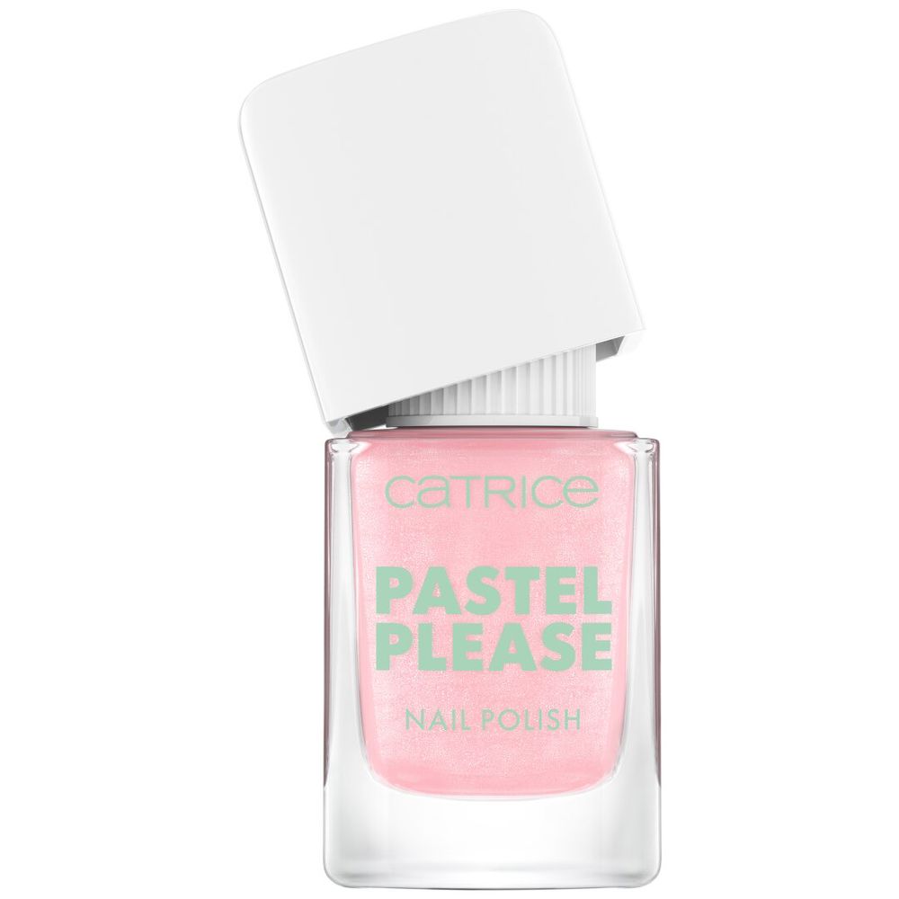 Bottle of pastel pink pearlescent nail polish, 10.5 ml, soft shimmer