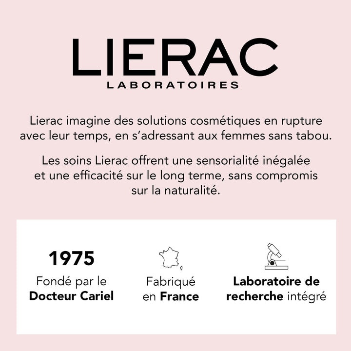 Lierac Light pink matte plastic cylindrical jar with black screw‑on lid, white label and minimalist design