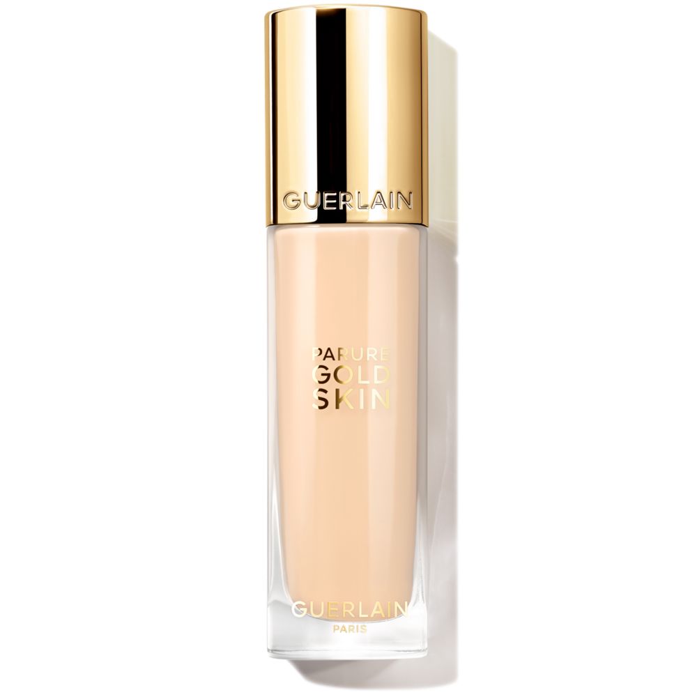 Glass bottle of liquid foundation, beige shade, 35 ml, pump dispenser