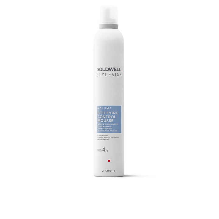 500 ml can of volumising hair mousse, light foam texture, unisex styling product