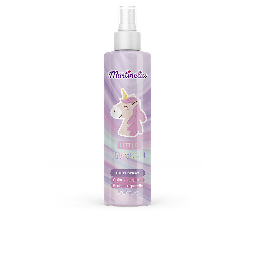 Magic Studio Pastel pink spray bottle with unicorn illustration, compact toddler-size bottle, matte finish