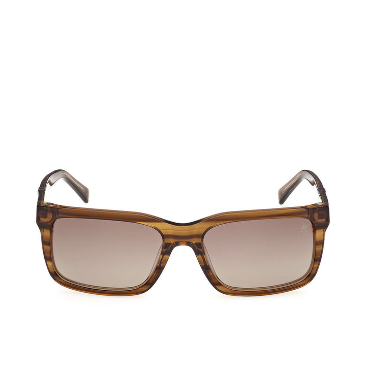 Brown rectangular acetate sunglasses with polarised lenses, 57 mm diameter