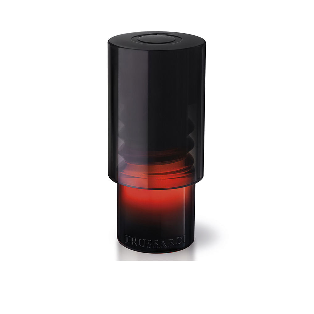 Heavy-cut glass bottle with black-to-red gradient, 50 ml fougère fragrance