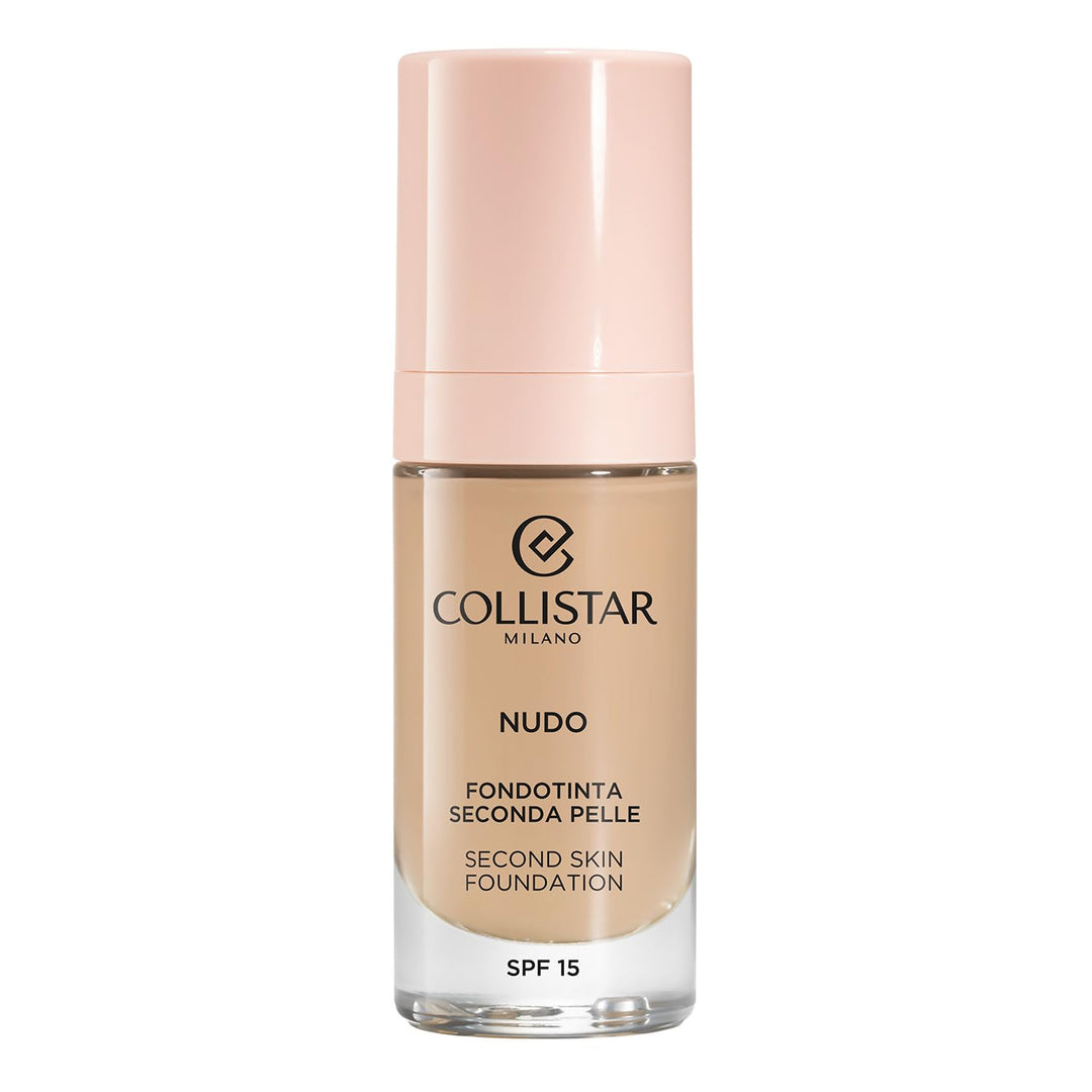 30 ml pump bottle of sheer beige liquid foundation, luminous second-skin finish