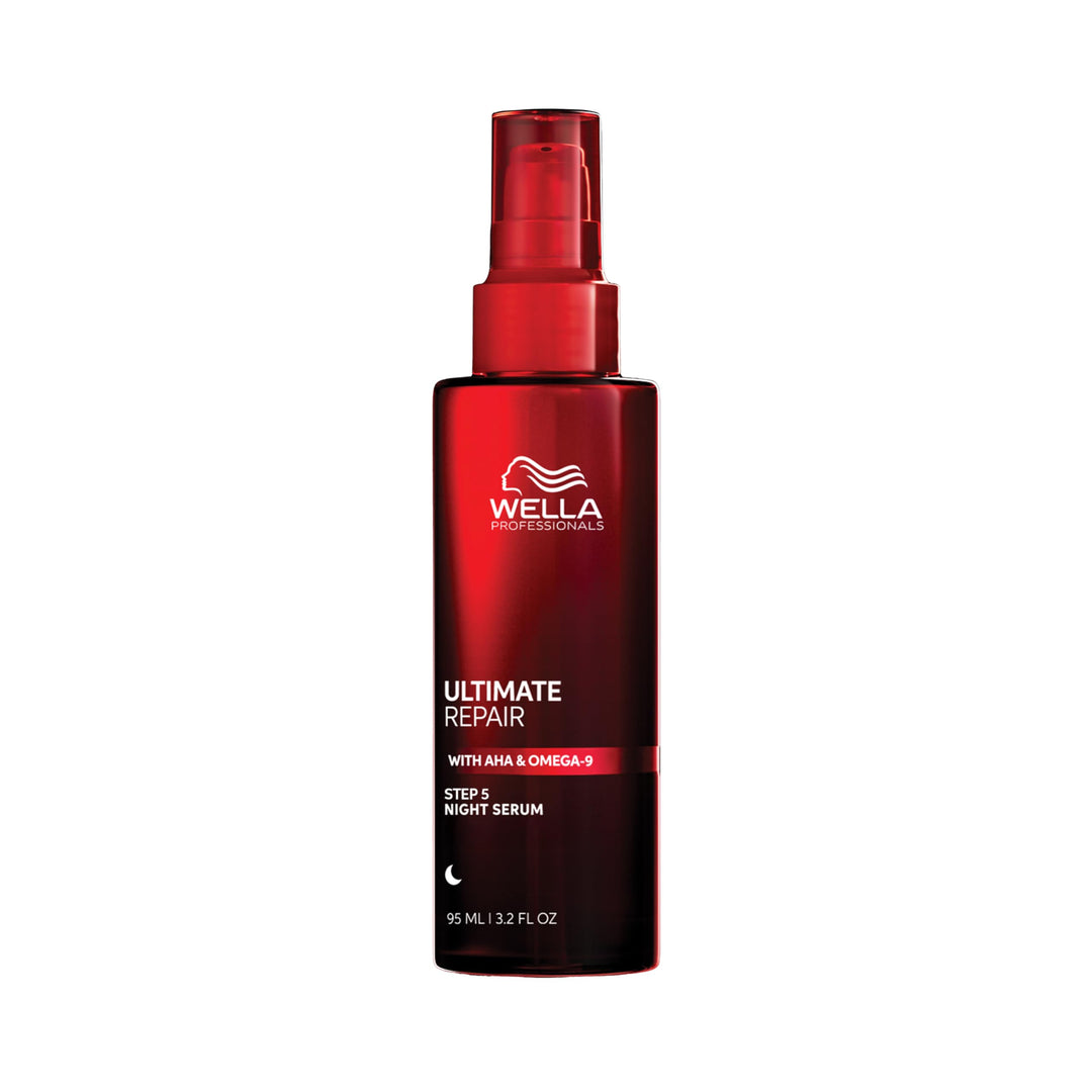 Small pump bottle of overnight hair serum, 95 ml, leave-in repair treatment