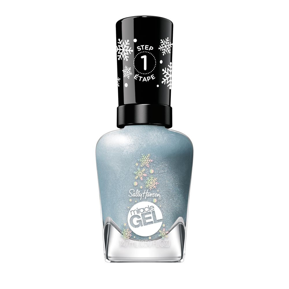Small bottle of cool blue gel-effect nail polish, 9.17 ml, glossy finish