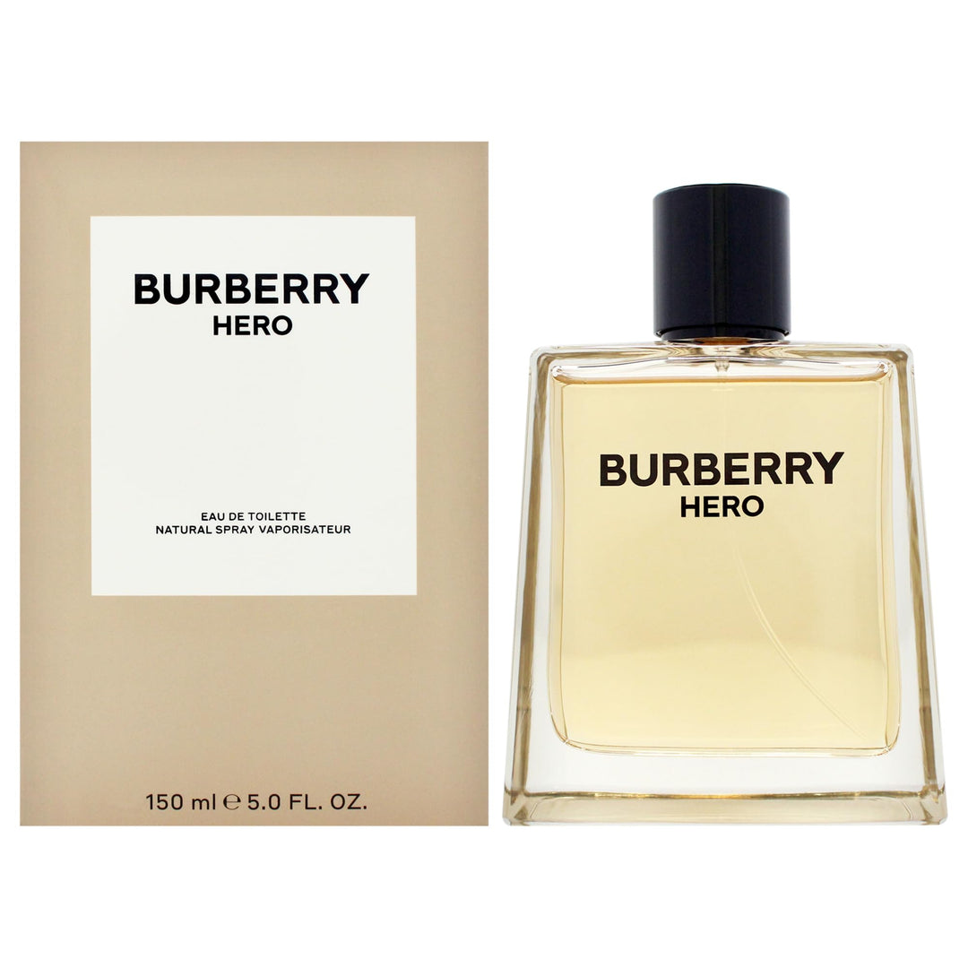Angular embossed Burberry Hero perfume bottle inspired by a horse’s hoof