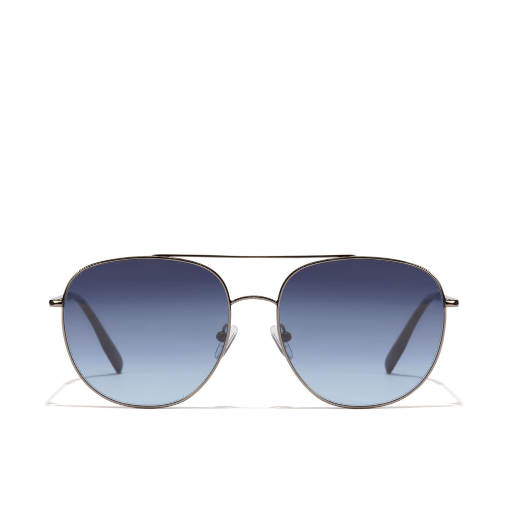 Unisex metal aviator sunglasses in gun metal blue denim with 55mm lenses