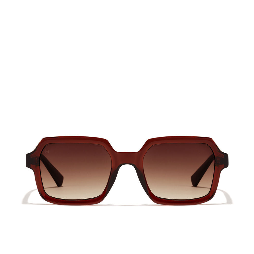 Terracotta-brown Unisex shield sunglasses with squared-rectangular lenses