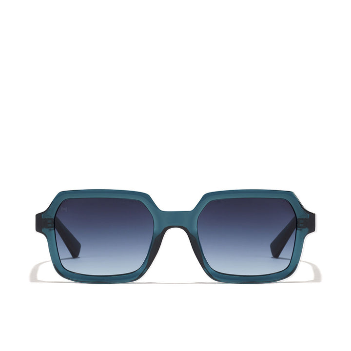 Unisex Ocean Blue Denim shield sunglasses with rectangular single-piece lens