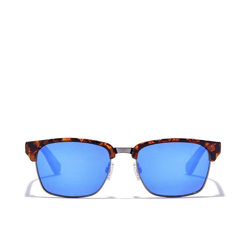 Unisex rectangular Havanna acetate sunglasses with polarised brown lenses