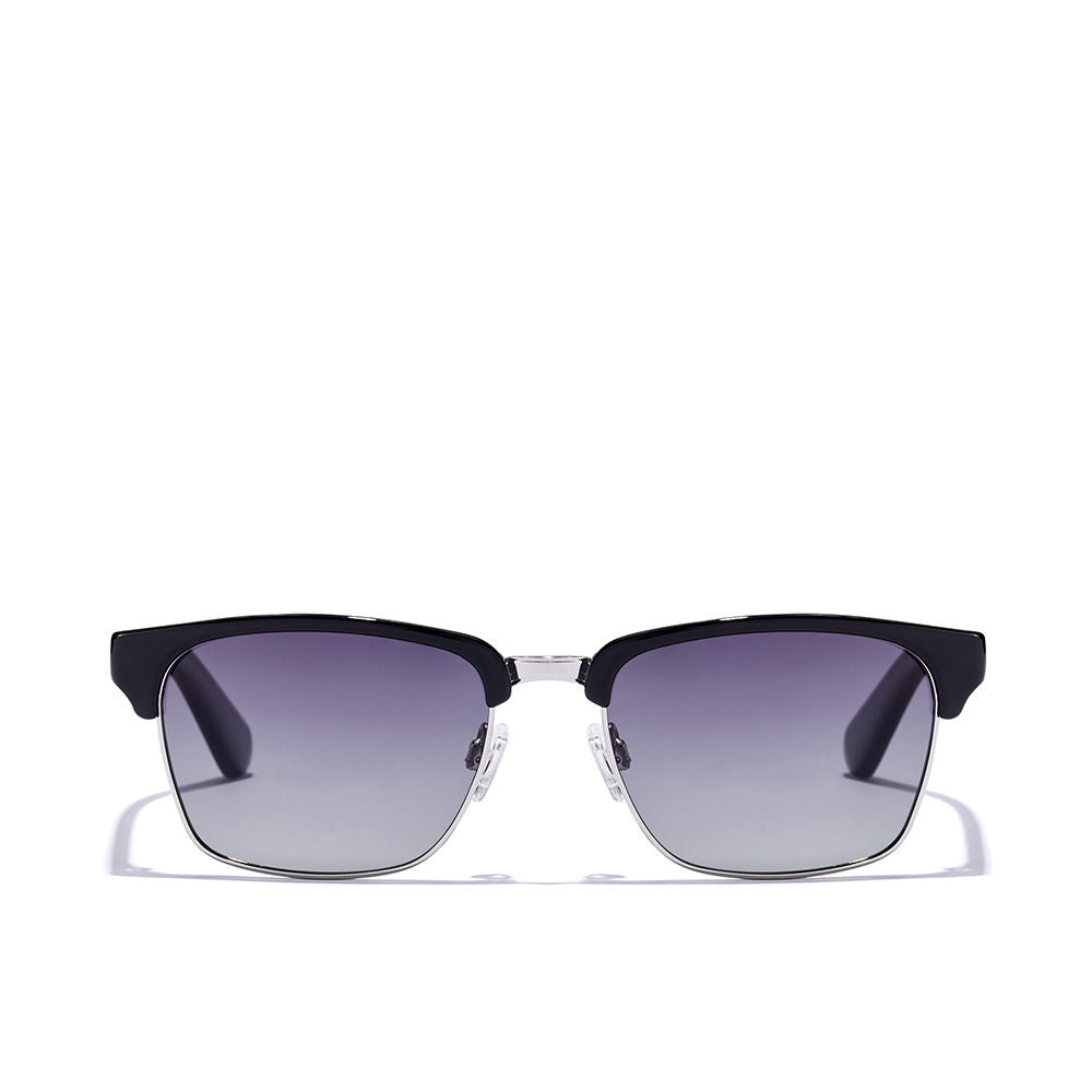 Black gradient rectangular acetate sunglasses, polarised lenses, Unisex
