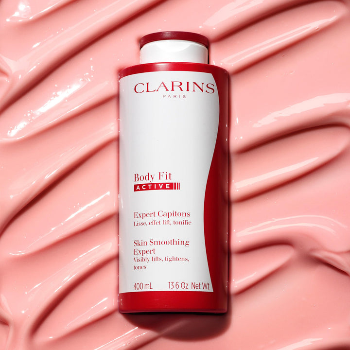 Clarins gel-cream tube with minimalist labeling, pale pearlescent finish and screw-top cap