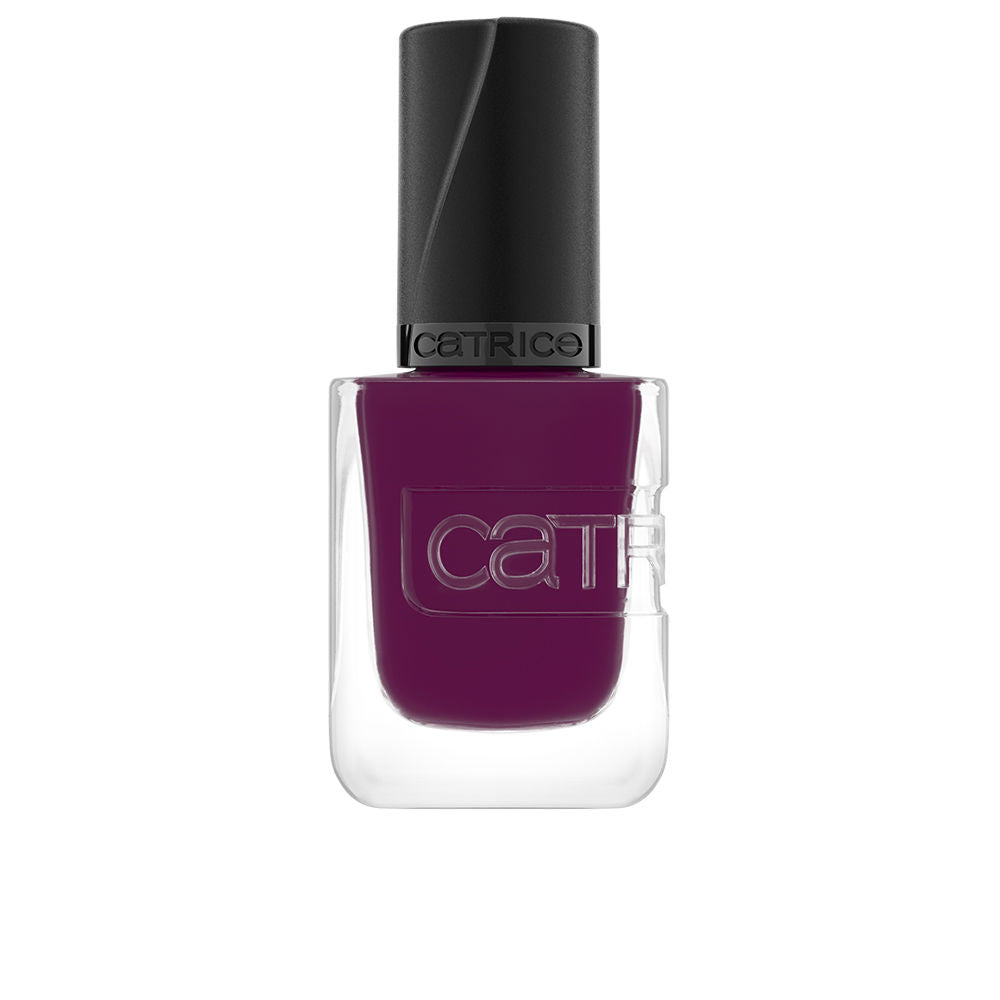 Bottle of plum gel‑finish nail polish, 10.5 ml, high‑gloss