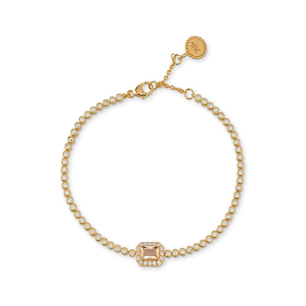 Radiant Light Peach Crystal Tennis Bracelet