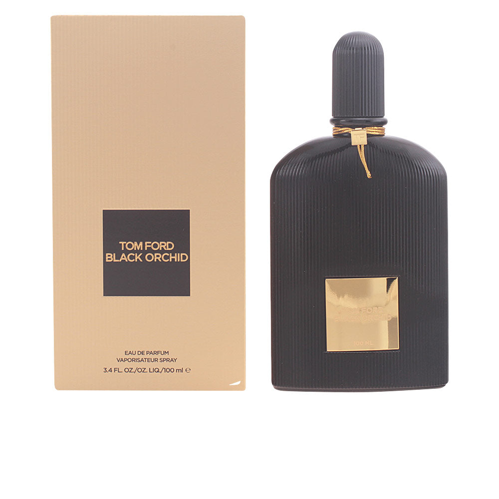 50 ml black glass perfume bottle with gold collar; dark floral-oriental fragrance for Women