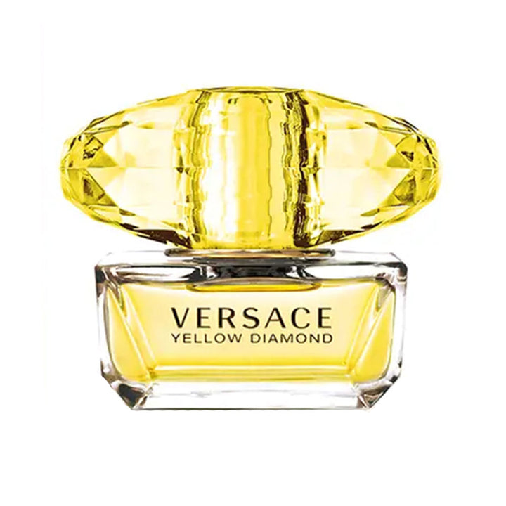 50 ml clear yellow-hued perfume bottle, sleek faceted cap, citrus floral fragrance