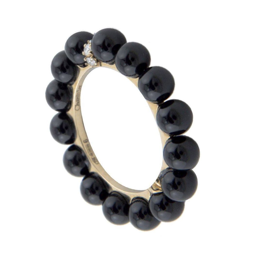 Elegance in Motion Beaded Gold and Onyx Ring