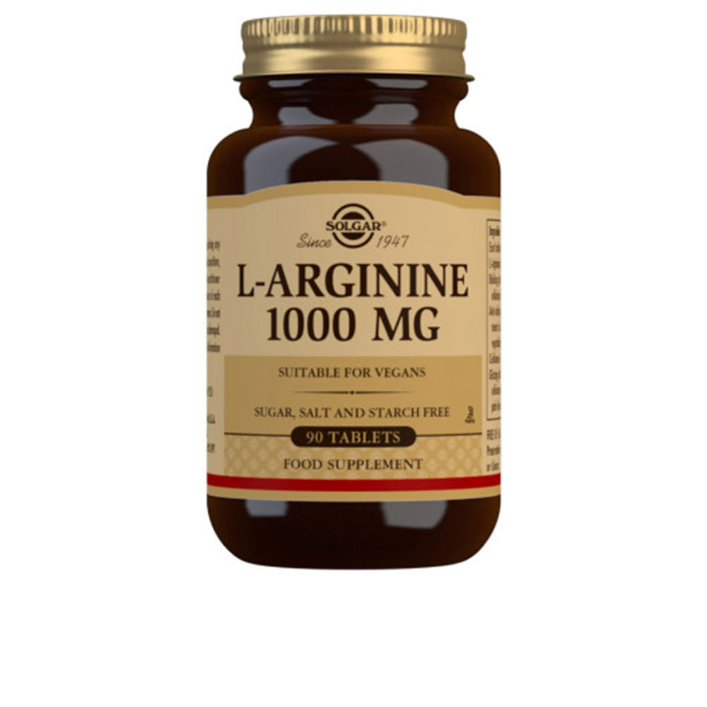 Solgar L‑Arginine 1000 mg tablets bottle — vegan, clean formula