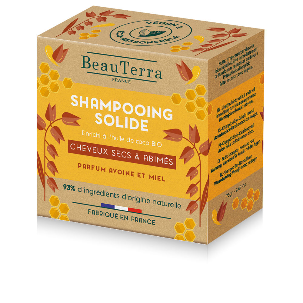 75 g oat and honey solid shampoo bar, biodegradable packaging, Unisex
