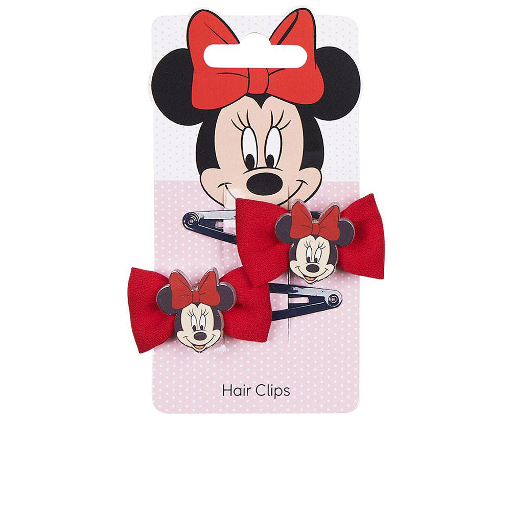 Two polyester hair clips with bows and Minnie pin, small Unisex set