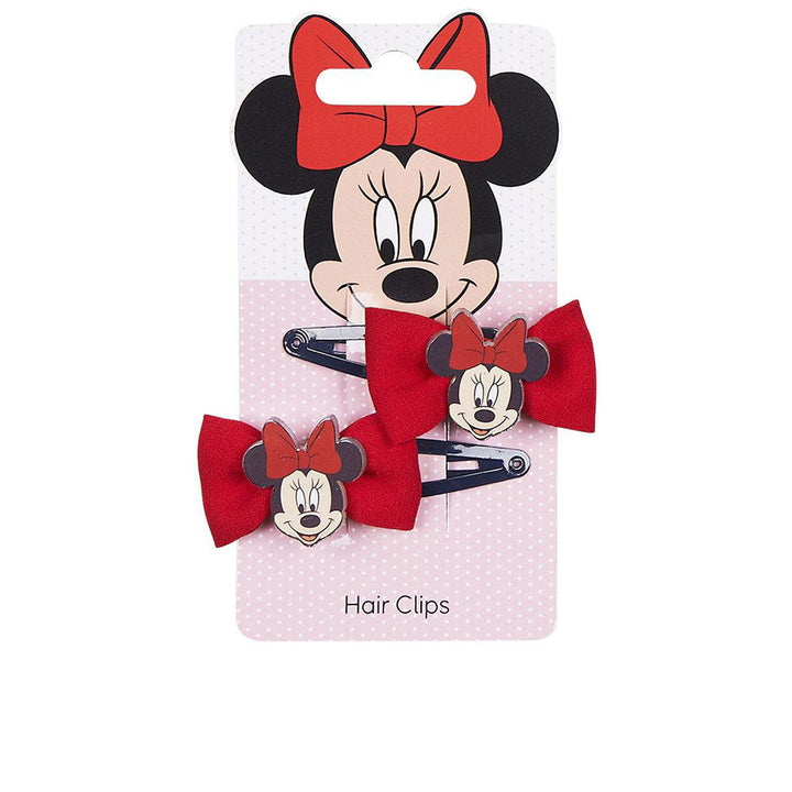 Two polyester hair clips with bows and Minnie pin, small Unisex set