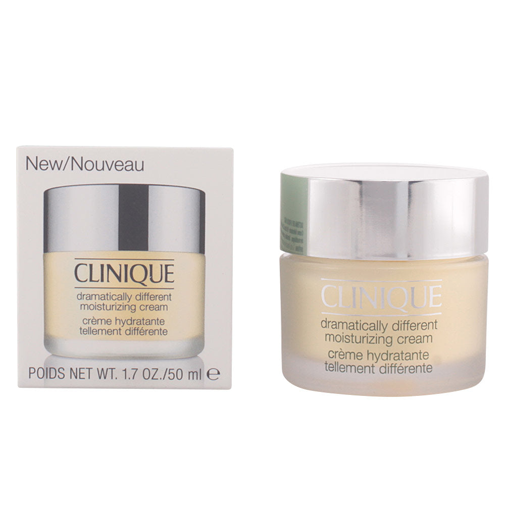 Jar of Clinique Dramatically Different Hydrating Cream on neutral background