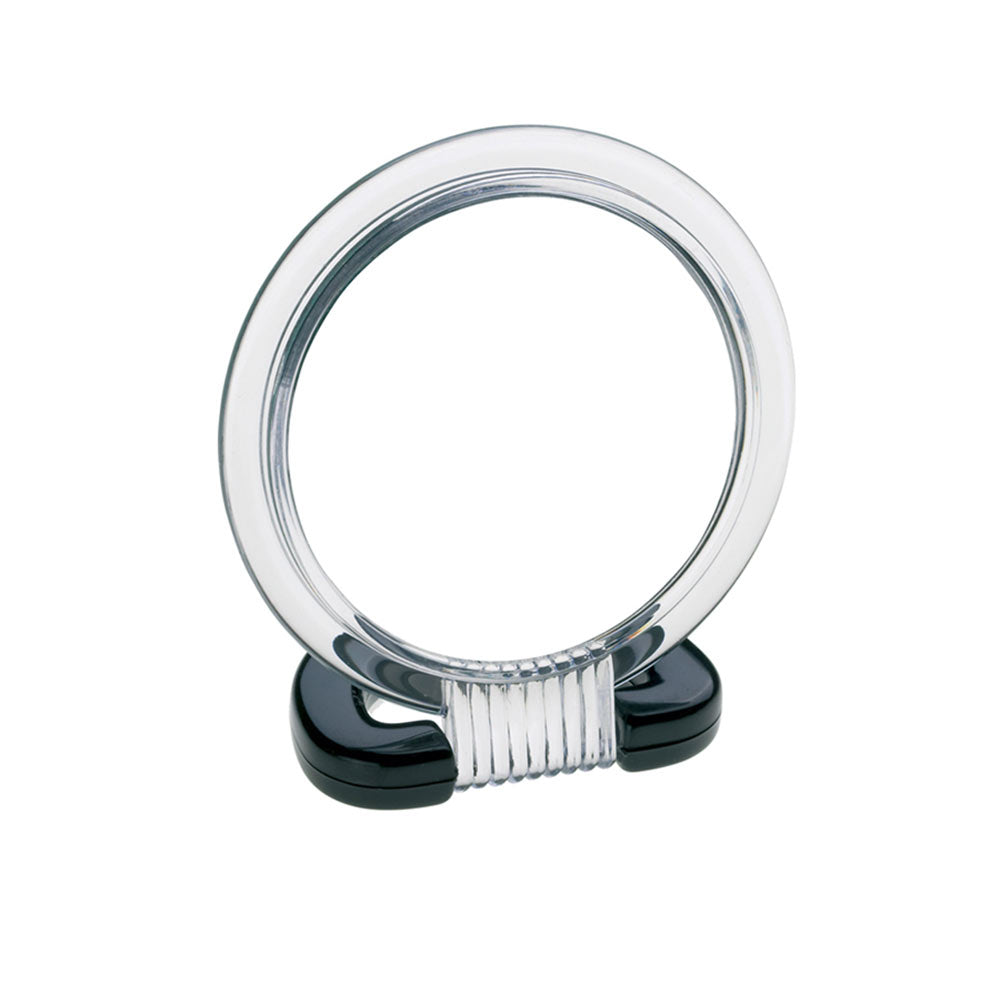 Compact double-sided 12.5 cm folding mirror showing standard and magnified faces