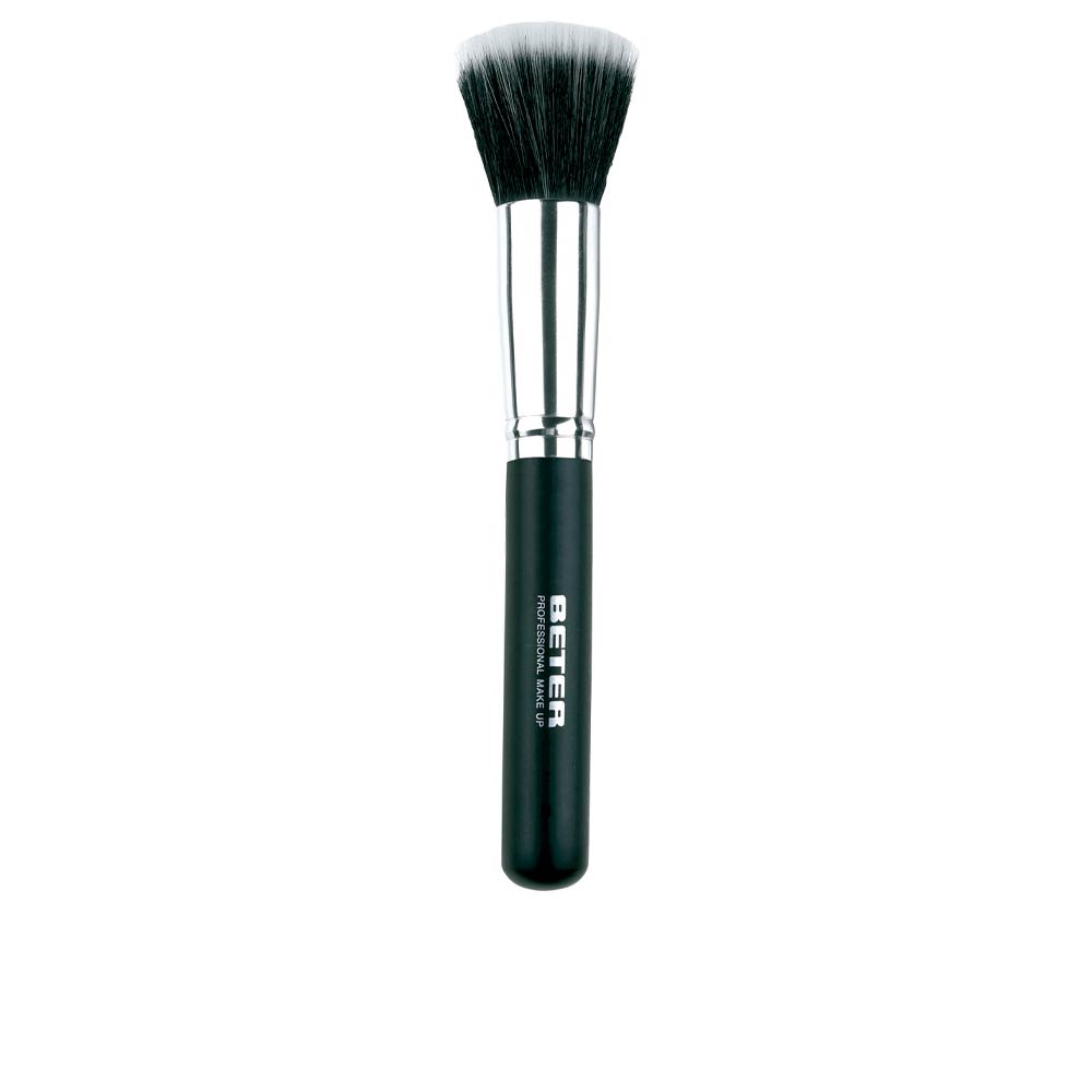 Beter Black-and-silver duo-fiber makeup brush with rounded synthetic bristles, metal ferrule, plastic handle