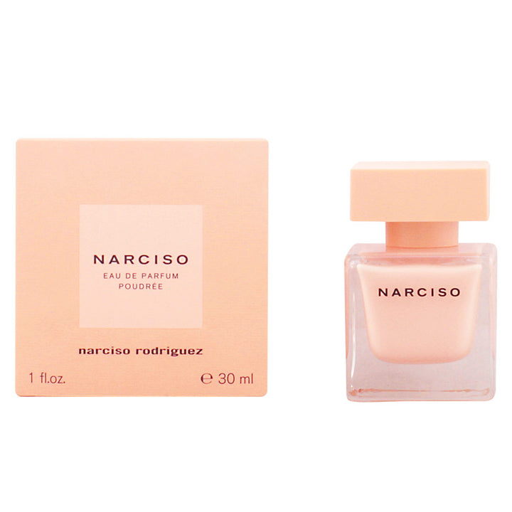 30 ml frosted glass perfume bottle with black logo, powdered musk fragrance