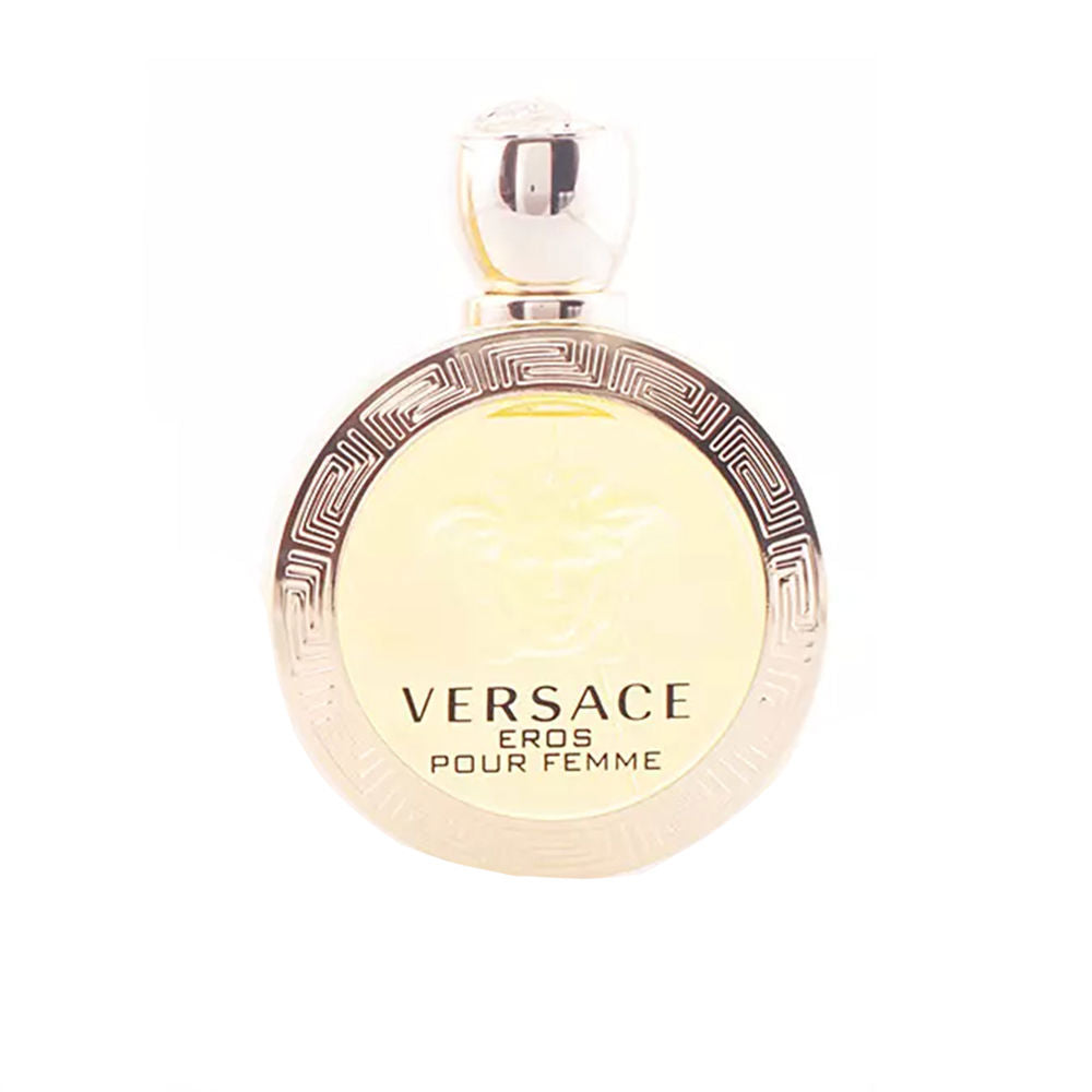 50 ml golden spherical perfume bottle with Medusa motif, citrus floral fragrance