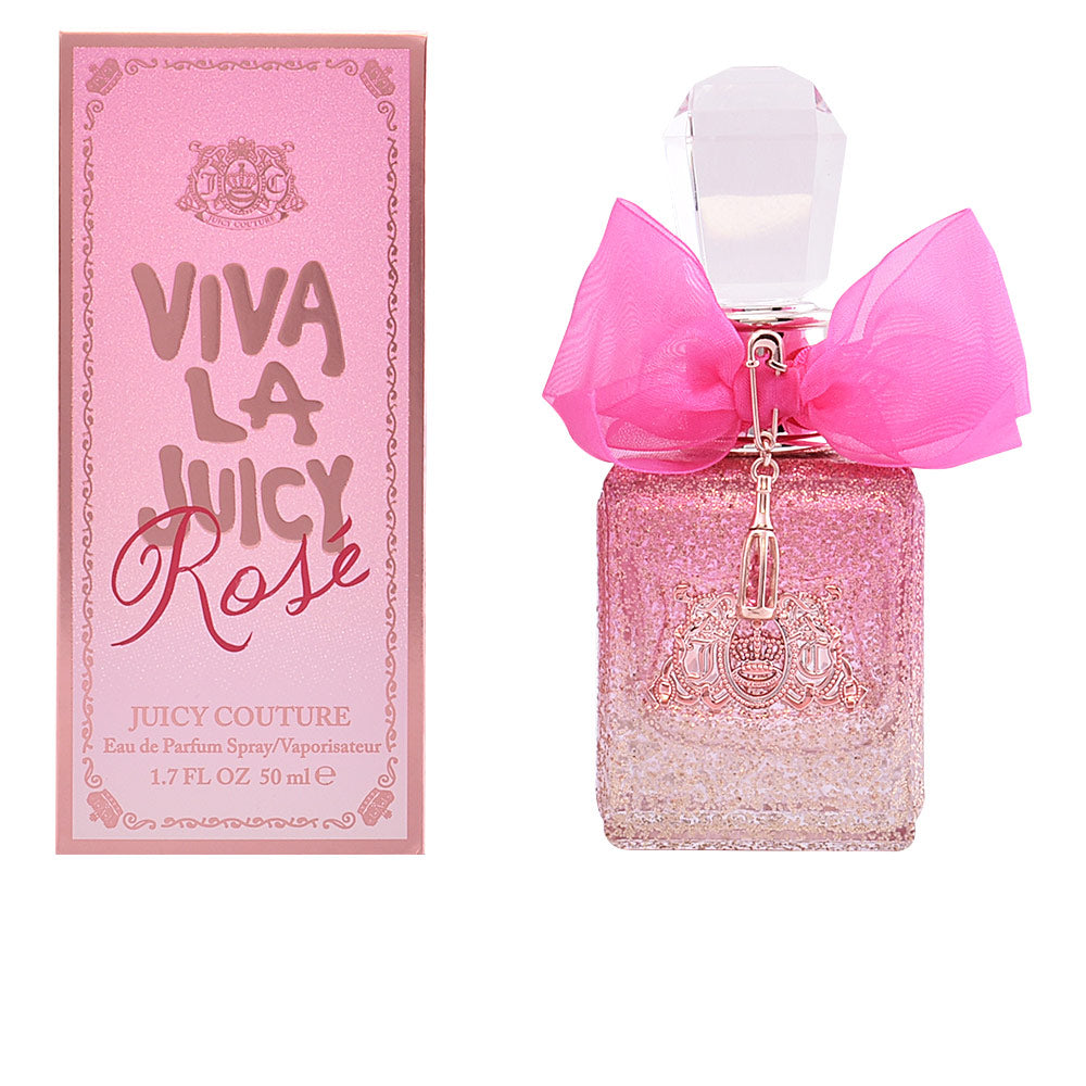 100 ml pink-metallic perfume bottle with fuchsia bow, floral–fruity fragrance